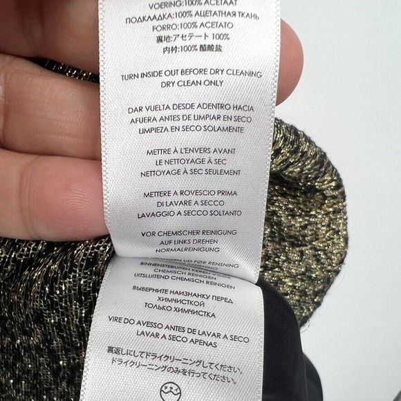 Michael Kors Womens Size 2P Petite XS Gold Sheath Silk Metallic Blend Dress - Picture 6 of 8